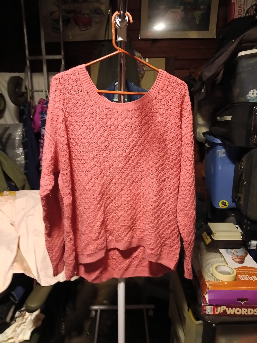 Old Navy Textured Crewneck Sweater in Coral Pink